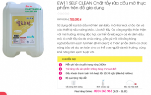 Ew 11 Self Clean chất tẩy dầu mỡ thực phẩm trên sợi vải