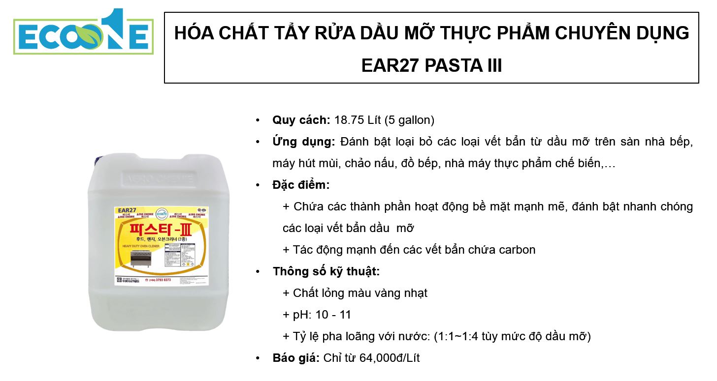 EAR27 PASTA III- Hóa chất tẩy rửa dầu mỡ thực phẩm chuyên dụng
