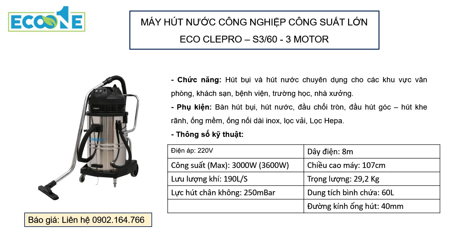 ECO CLEPROX - S3-60-3 motor - Máy hút nước công nghiệp công suất lớn