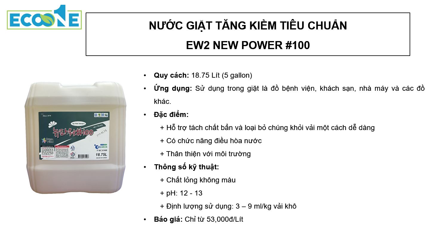 EW2 New Power #100 - Nước giặt tăng kiềm tiêu chuẩn