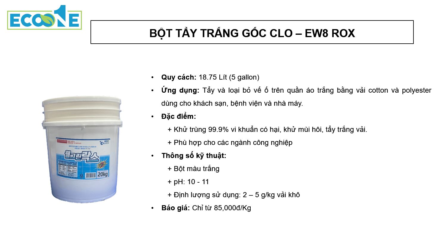 EW8 ROX - Bột tẩy trắng gốc Clo
