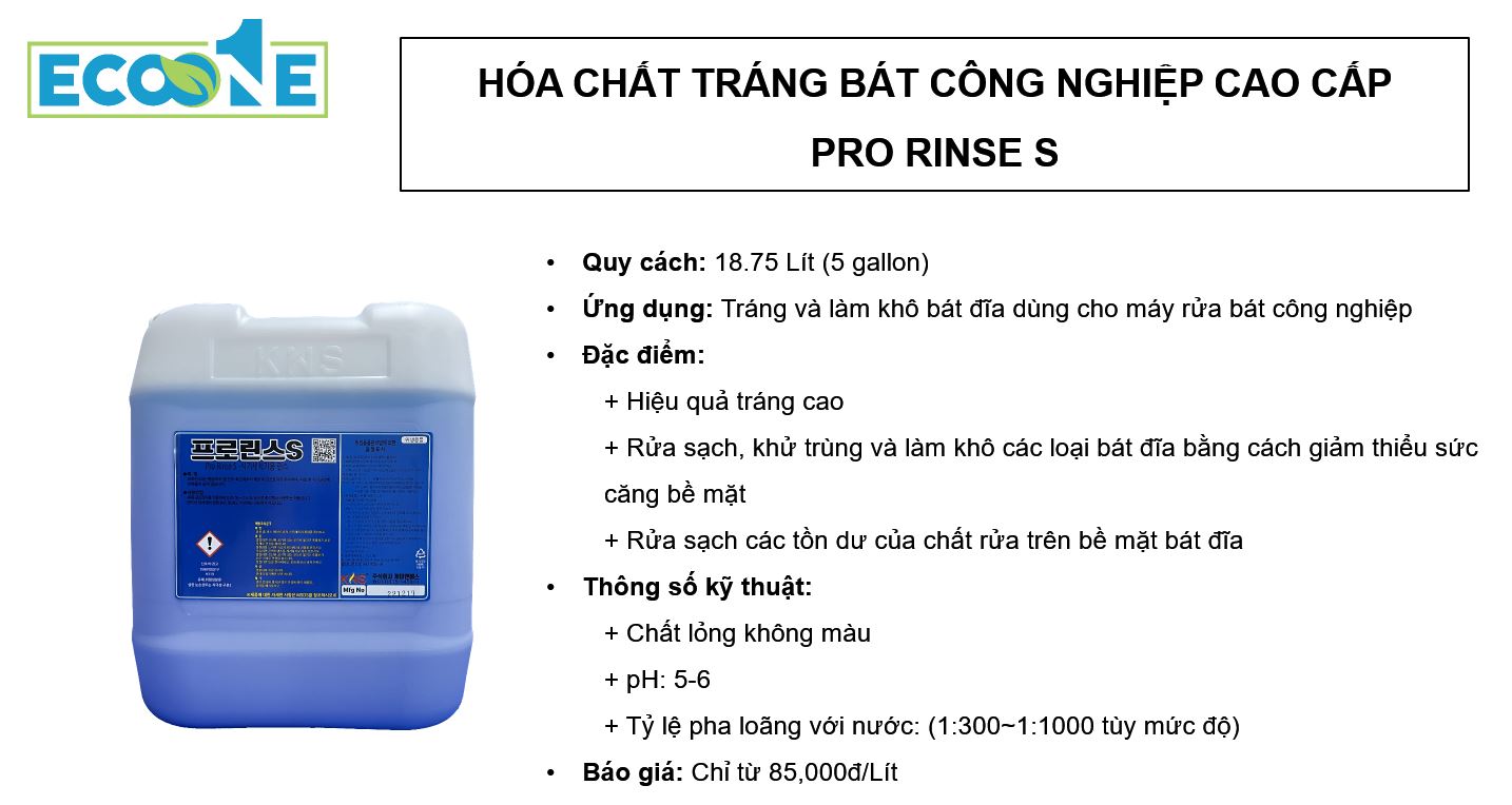 PRO RINSE S - Hóa chất tráng bát công nghiệp cao cấp