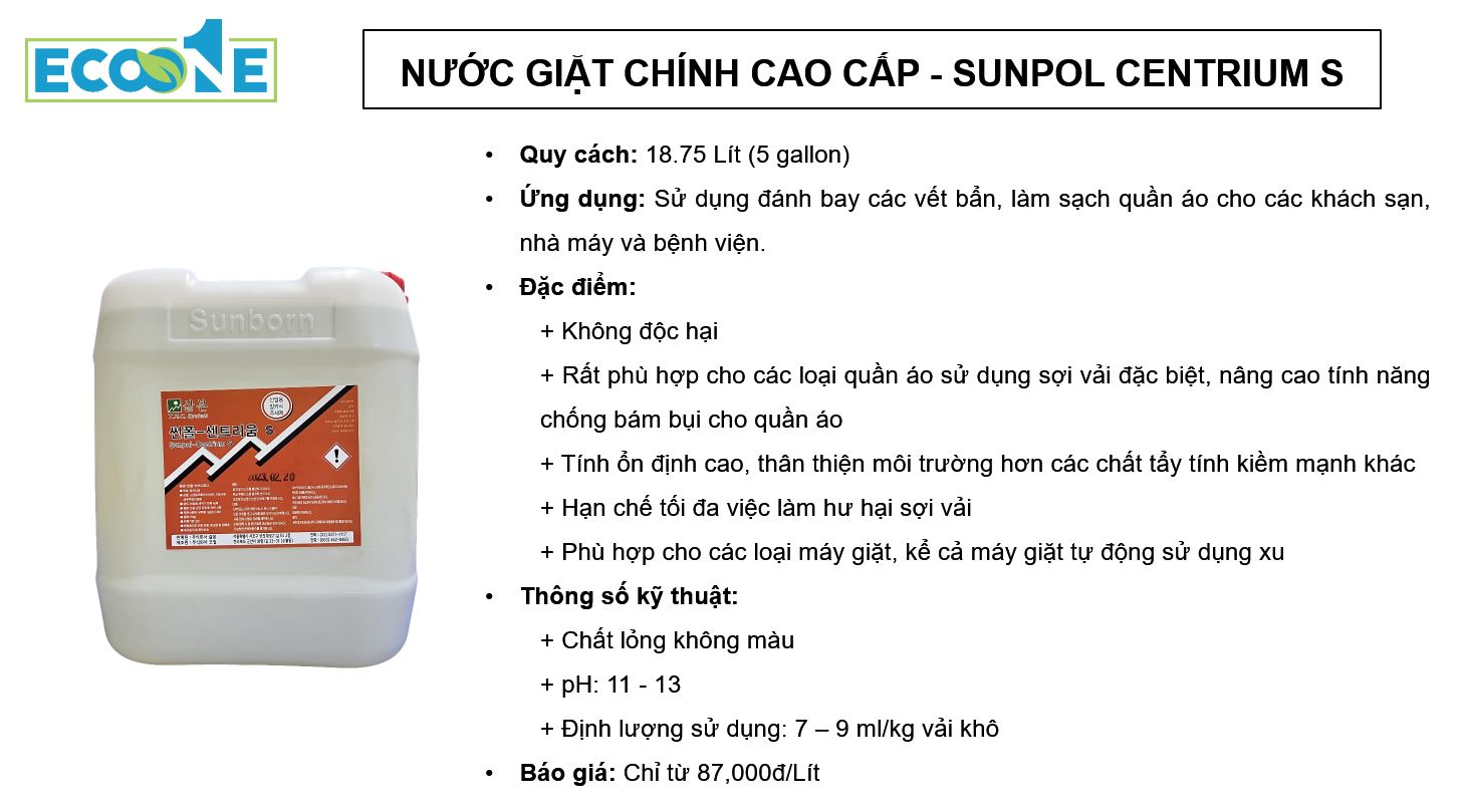 Sunpol Centrium S - Nước giặt chính cao cấp