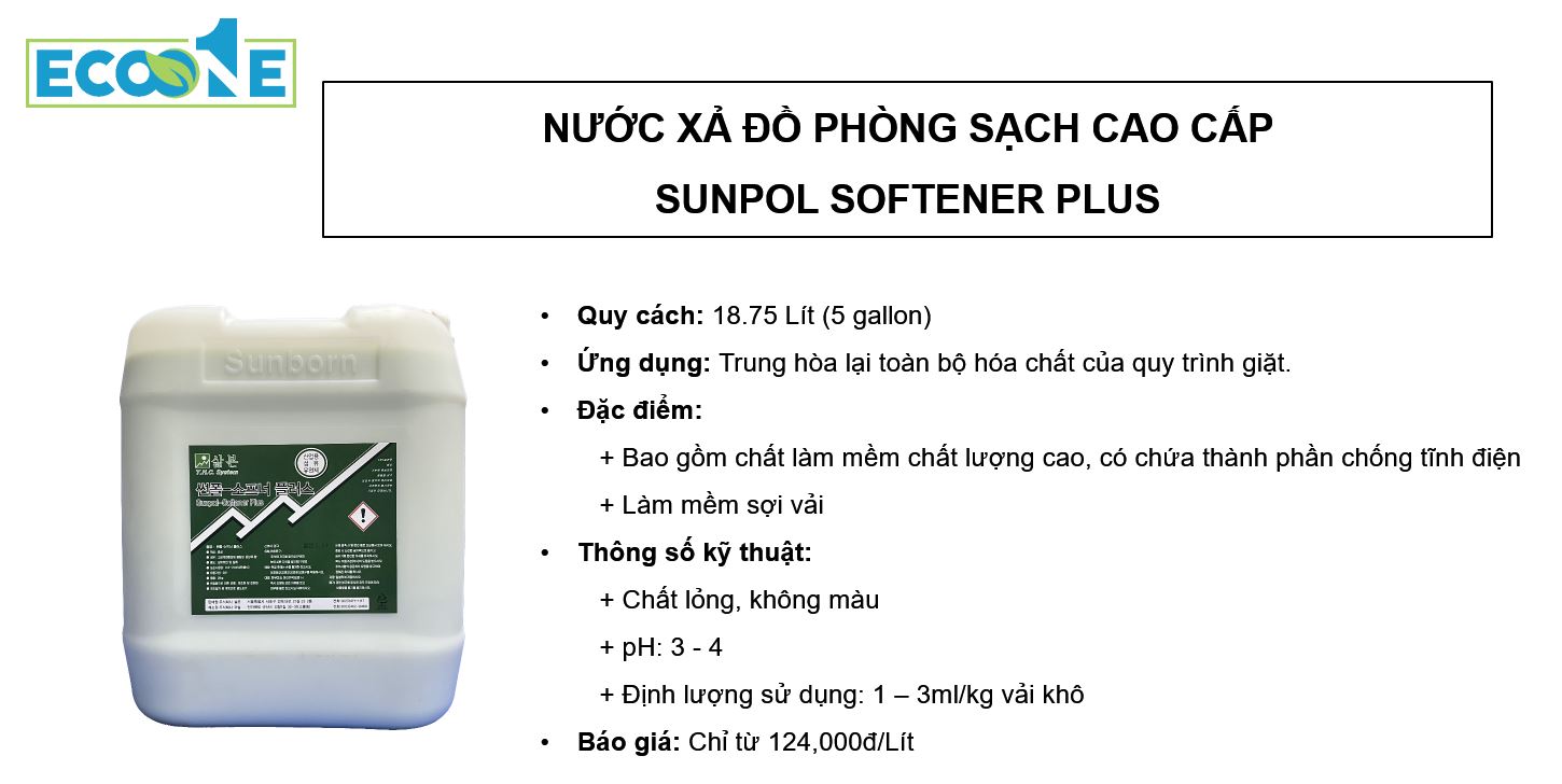 Sunpol Softener Plus - Nước xả đồ phòng sạch cao cấp
