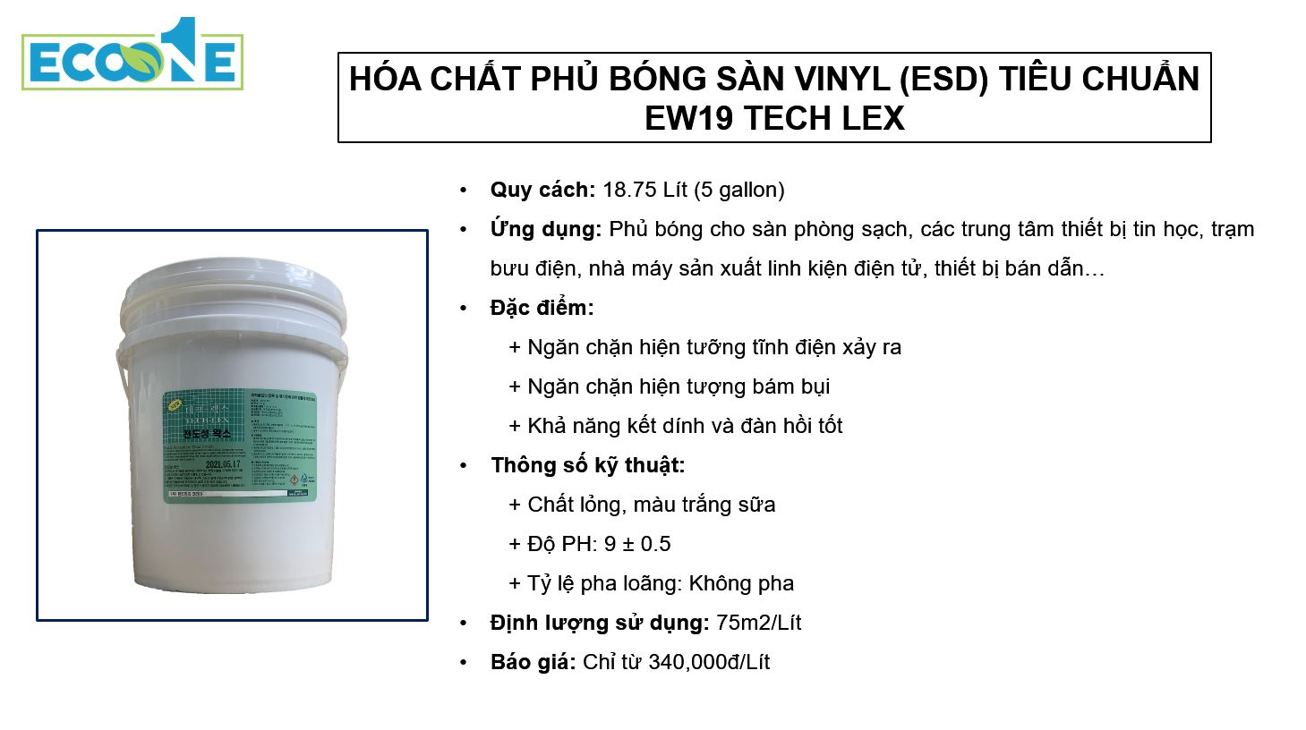 TECH FLEX - Hóa chất phủ bóng sàn vinyl (ESD) tiêu chuẩn