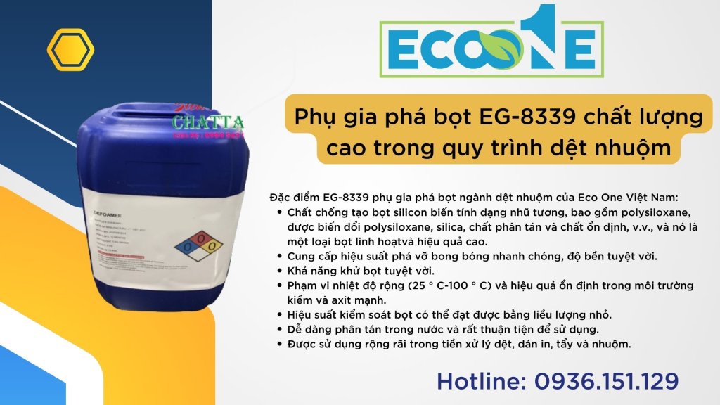 Phụ gia phá bọt EG-8339 chất lượng cao trong quy trình dệt nhuộm