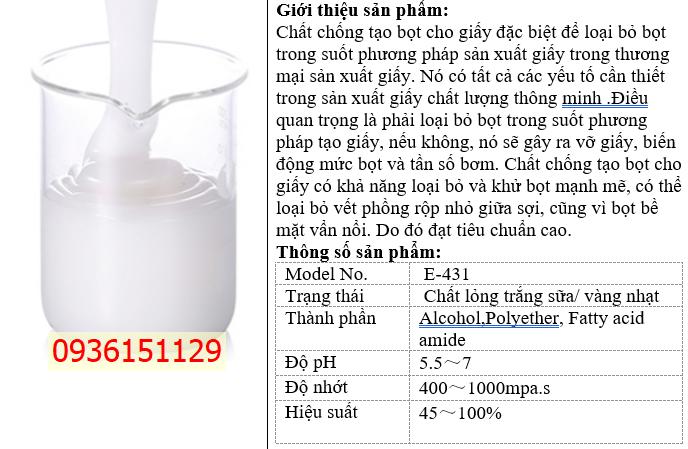 Eco E 431 Phá Bọt Trong Quá Trình Làm Giấy