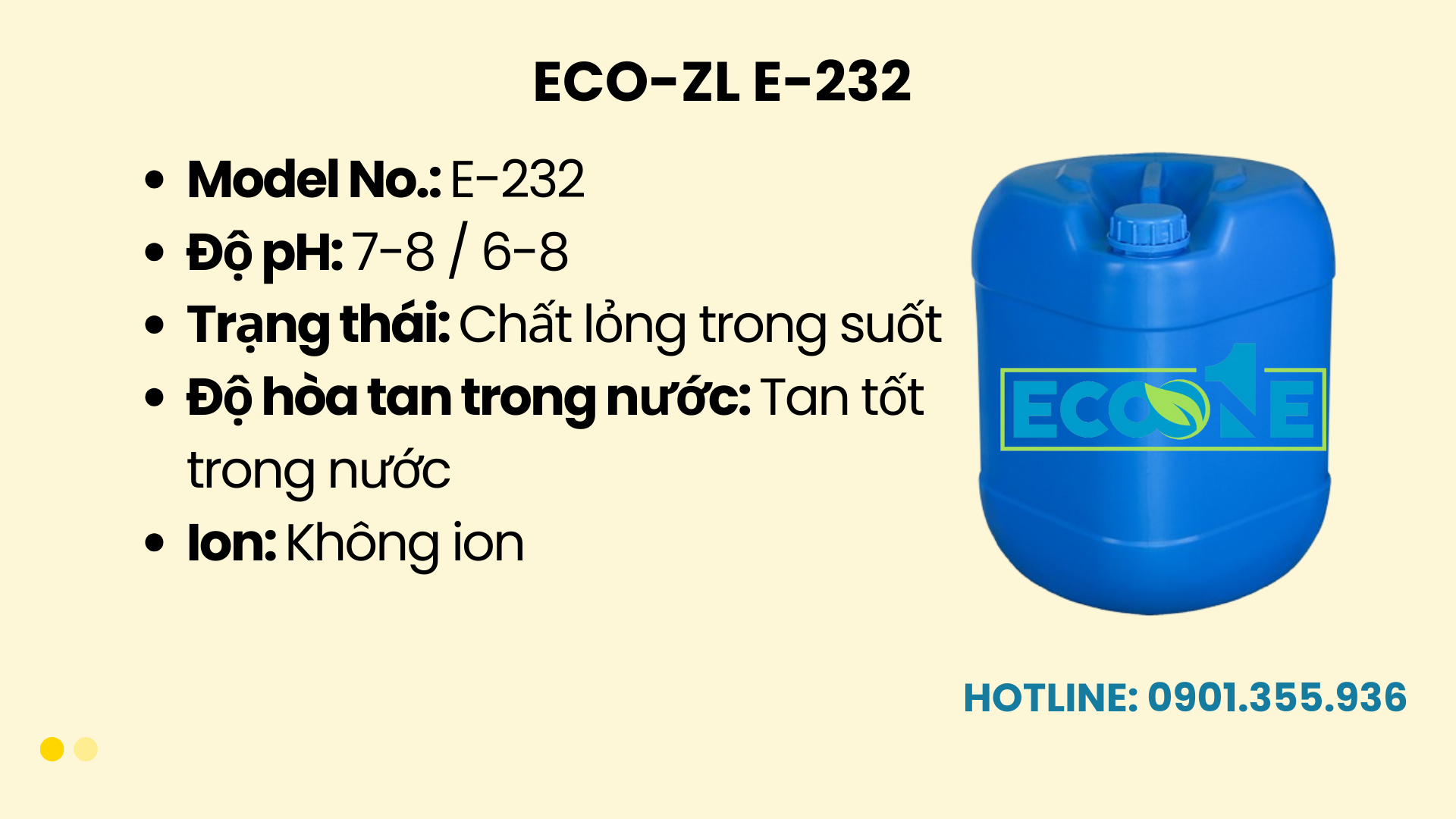 Eco Zl E 232 Phá Bọt Trong Hóa Chất Làm Sạch Công Nghiệp