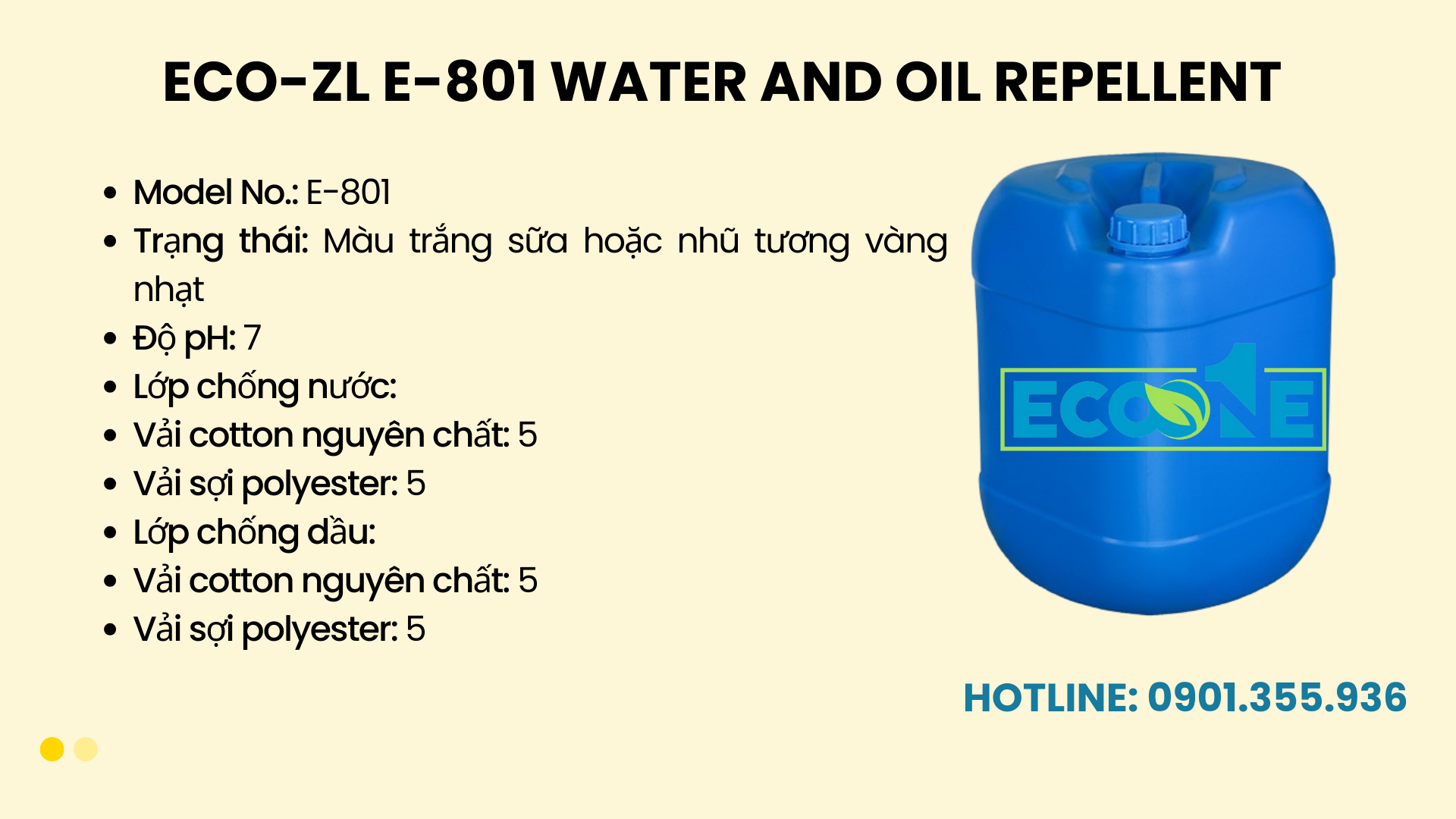 Eco Zl E 801 Water And Oil Repellent (chất Chống Thấm Nước Và Dầu)