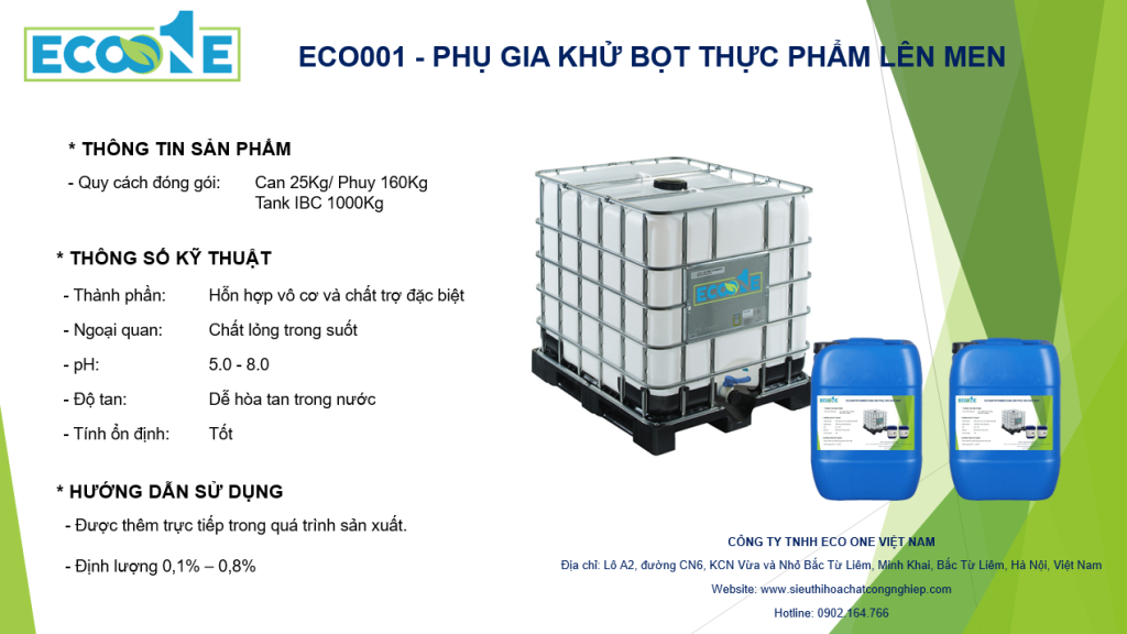 Eco001 PhỤ Gia KhỬ BỌt ThỰc PhẨm LÊn Men