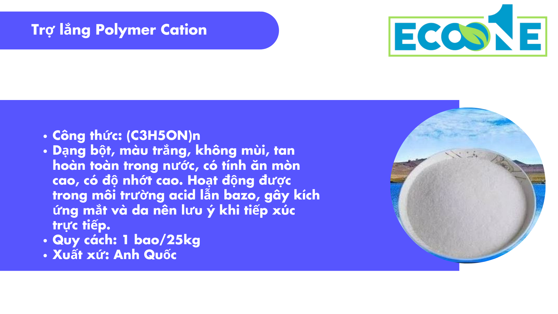 Trợ lắng Polymer Cation