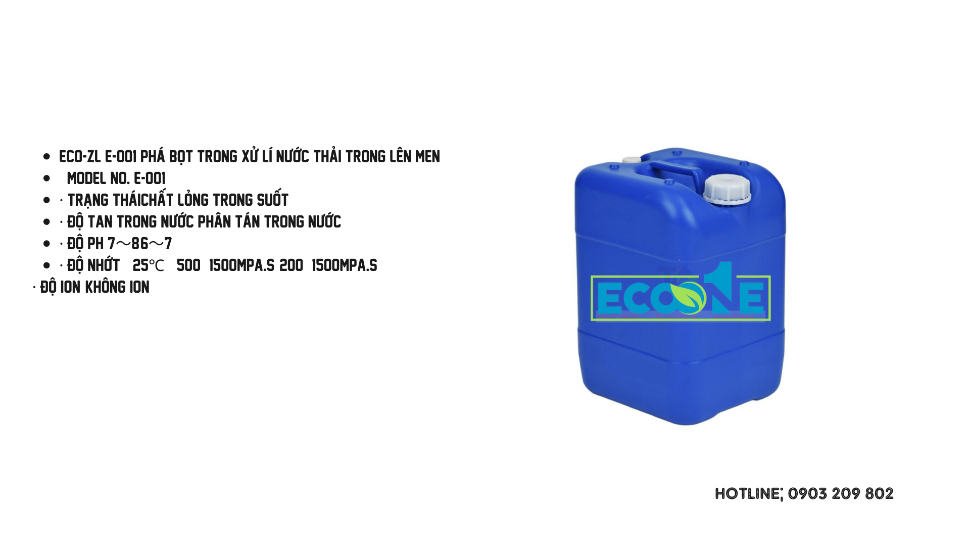 ECO-ZL E-001 Phá bọt trong xử lí nước thải trong lên men