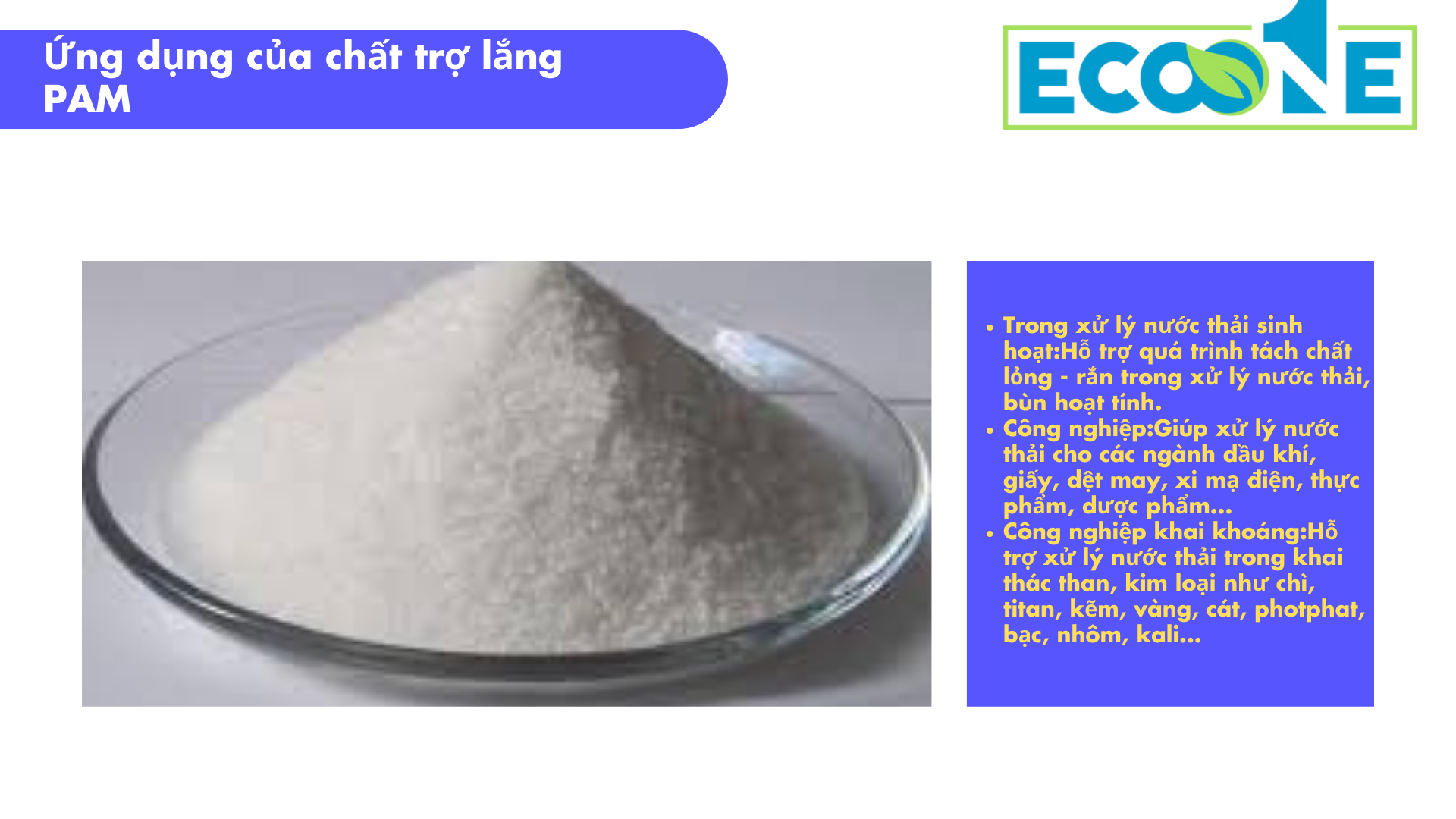 Ứng Dụng Của Chất Trợ Lắng Pam