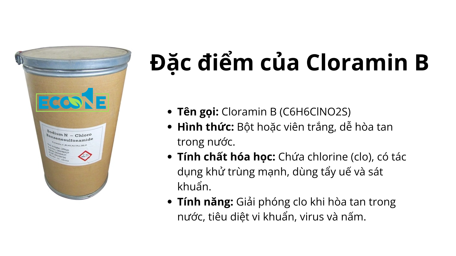 Đặc điểm Của Hóa Chất Cloramin B Trong Diệt Nấm Nước Thải