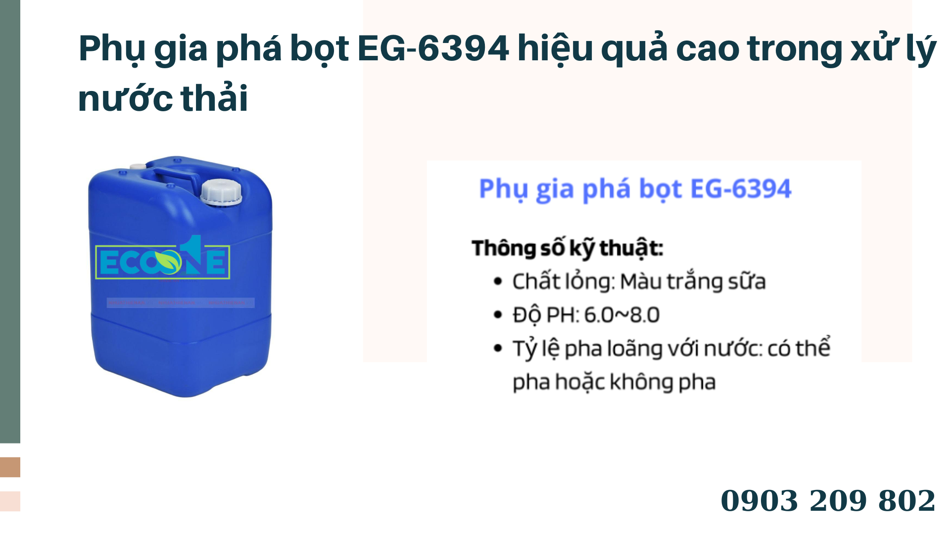 Phụ gia phá bọt EG-6394 hiệu quả cao trong xử lý nước thải