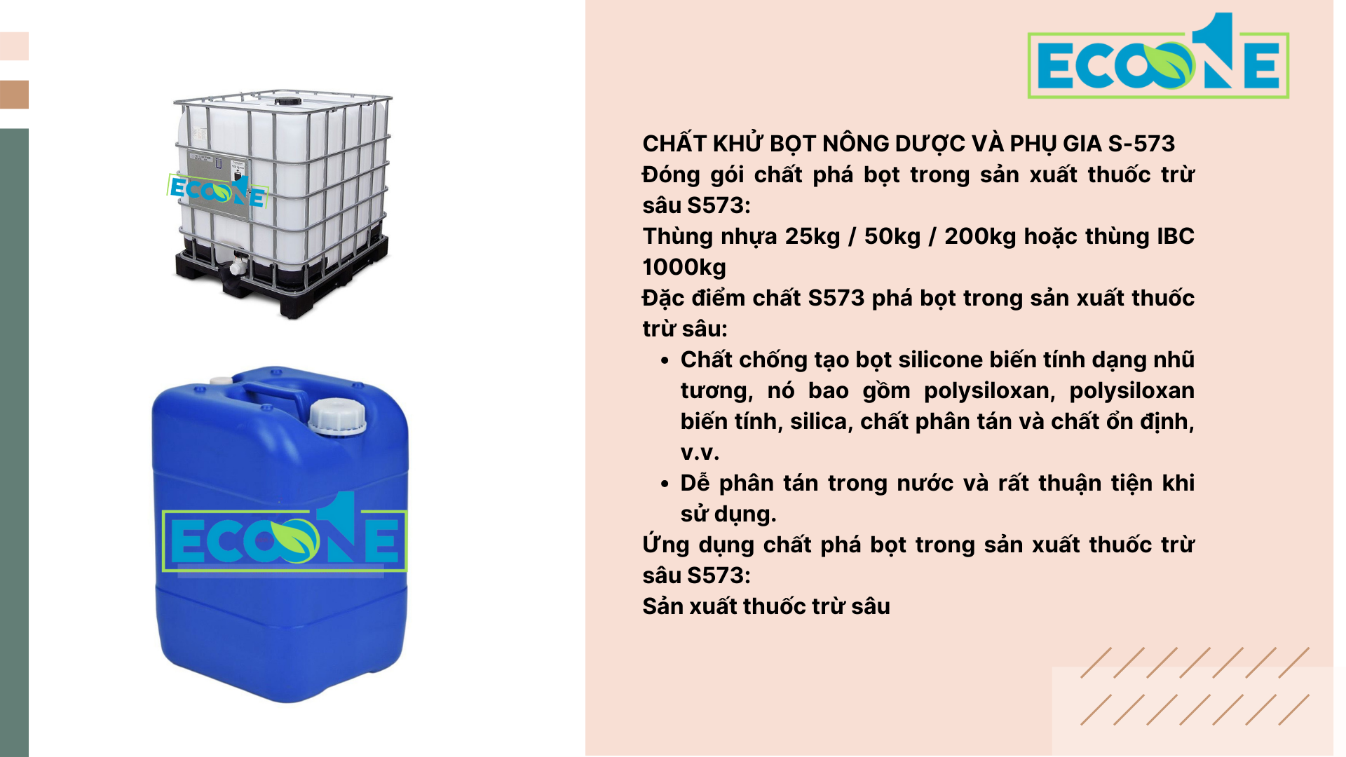 CHẤT KHỬ BỌT NÔNG DƯỢC VÀ PHỤ GIA S-573