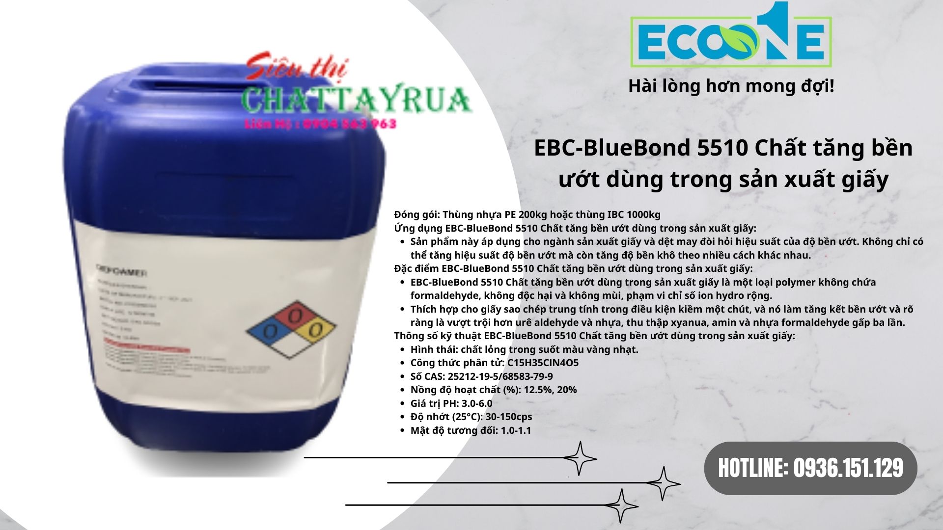 EBC - 5510 Chất tăng bền ướt dùng trong sản xuất giấy