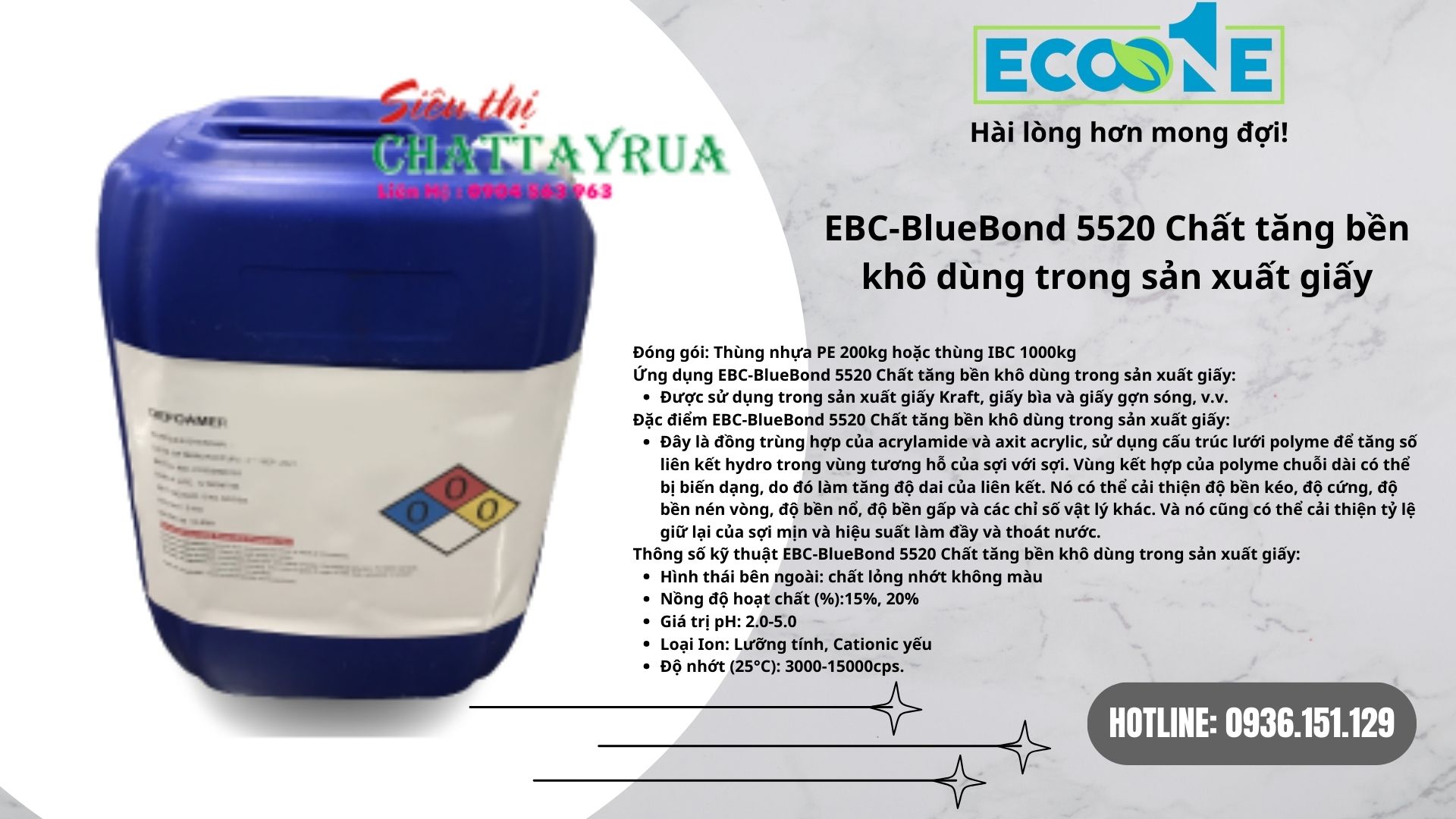EBC - 5520 Chất tăng bền khô dùng trong sản xuất giấy