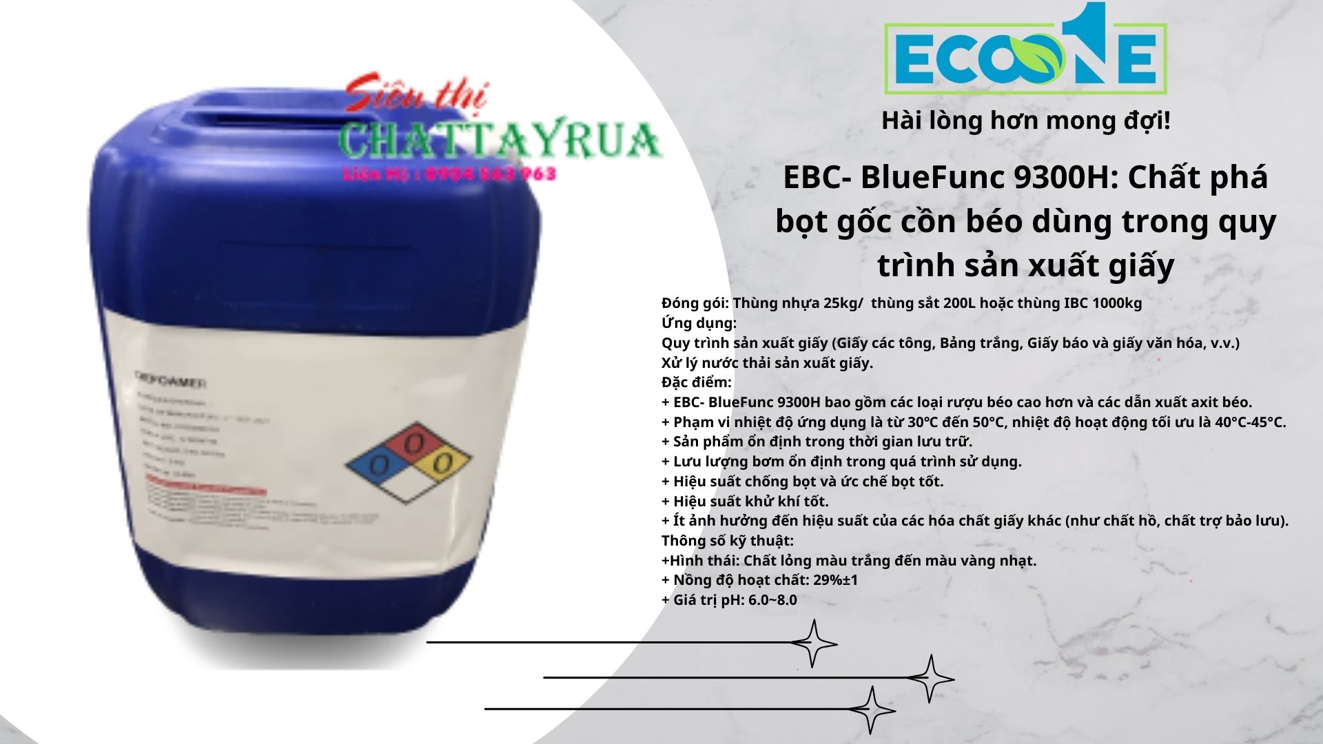 EBC - 9300H Chất phá bọt gốc cồn béo dùng trong quy trình sản xuất giấy
