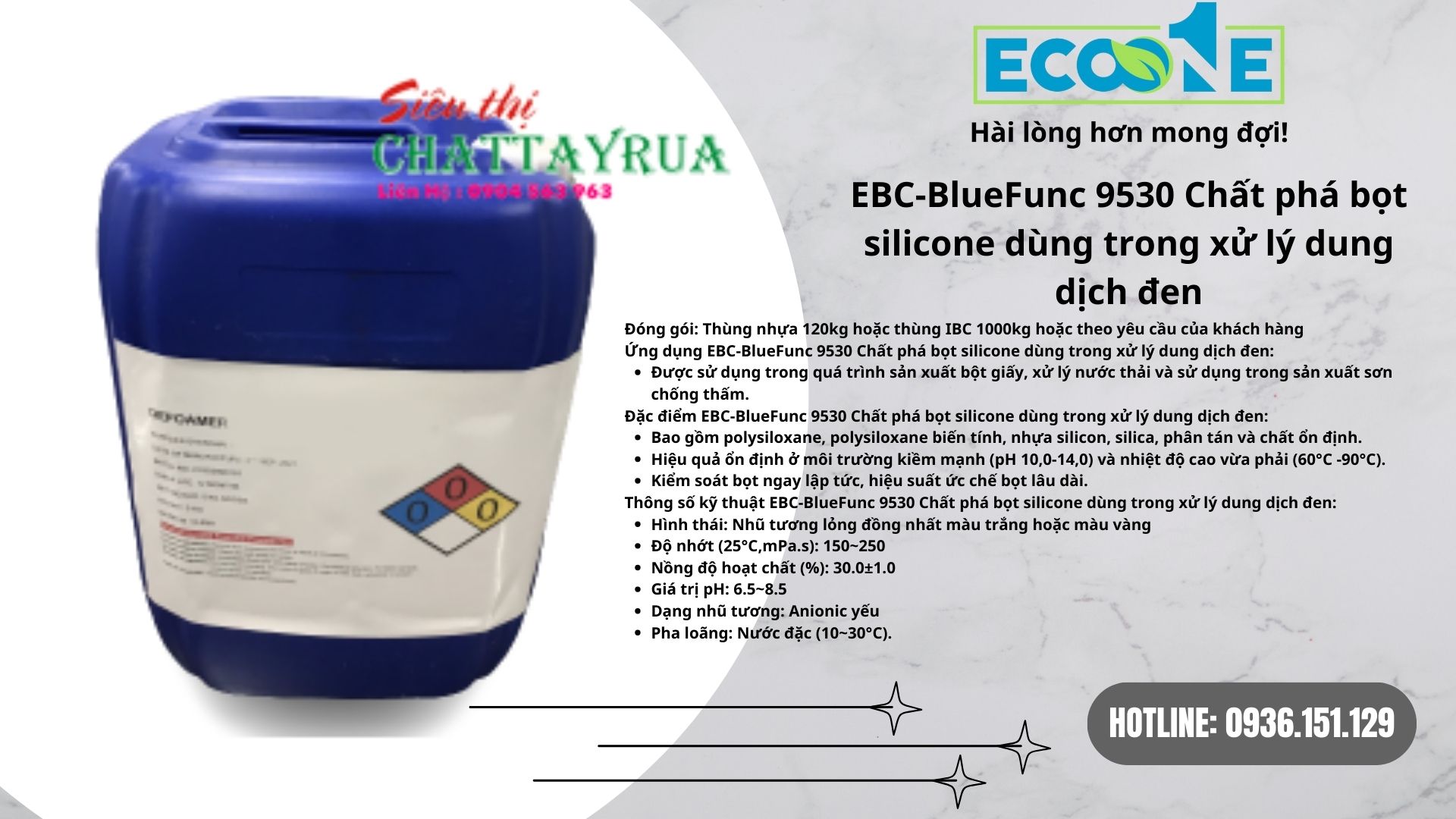 EBC - 9530 Chất phá bọt silicone dùng trong xử lý dung dịch đen