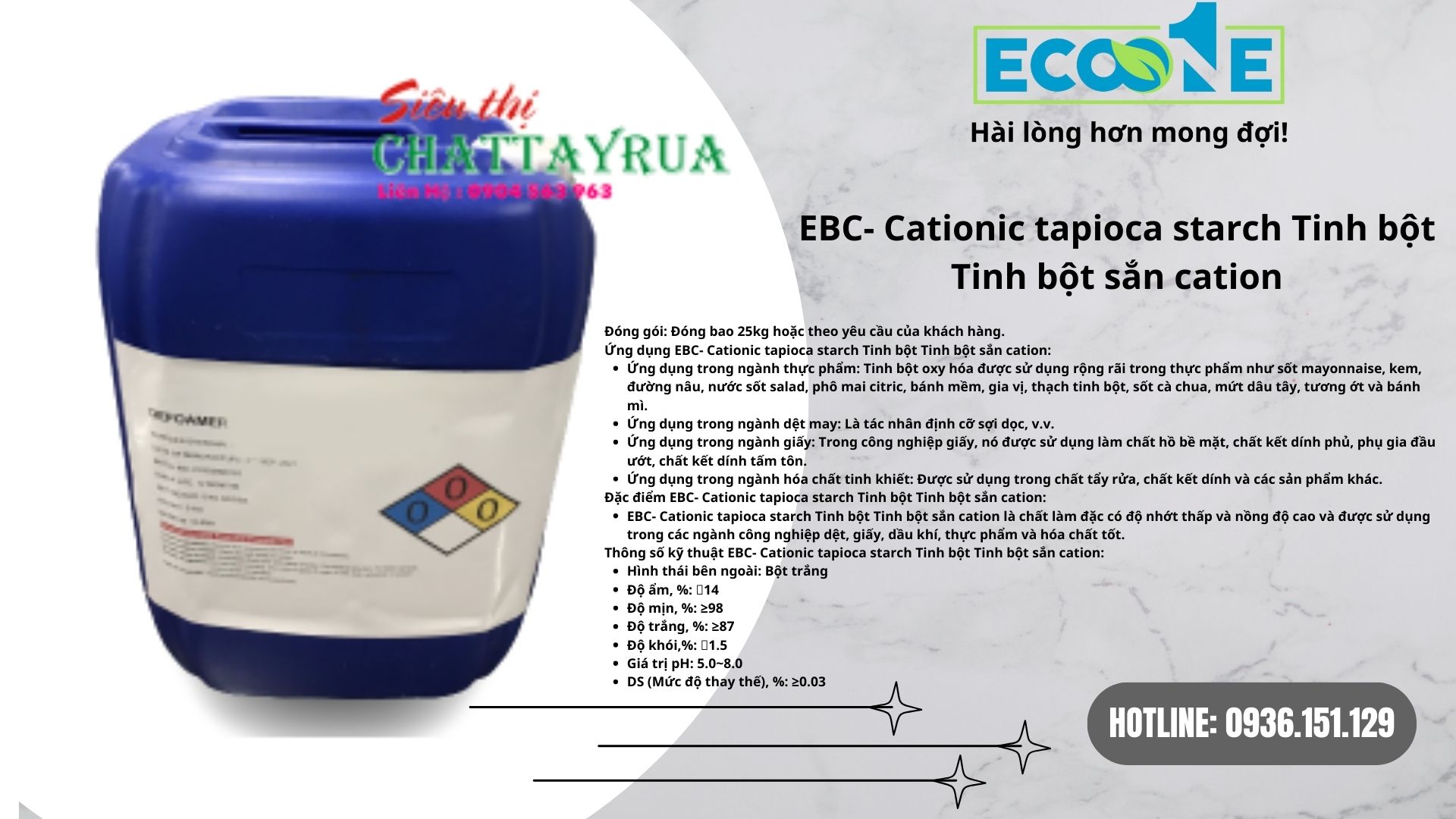 Ebc Cationic Tapioca Starch Tinh Bột Tinh Bột Sắn Cation