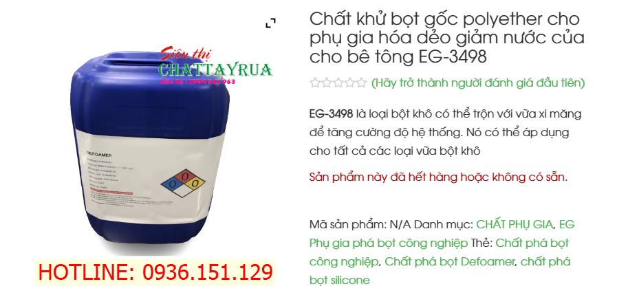 Eg 3498 Chất Khử Bọt Gốc Polyether Cho Phụ Gia Hóa Dẻo Giảm Nước Của Cho Bê Tông