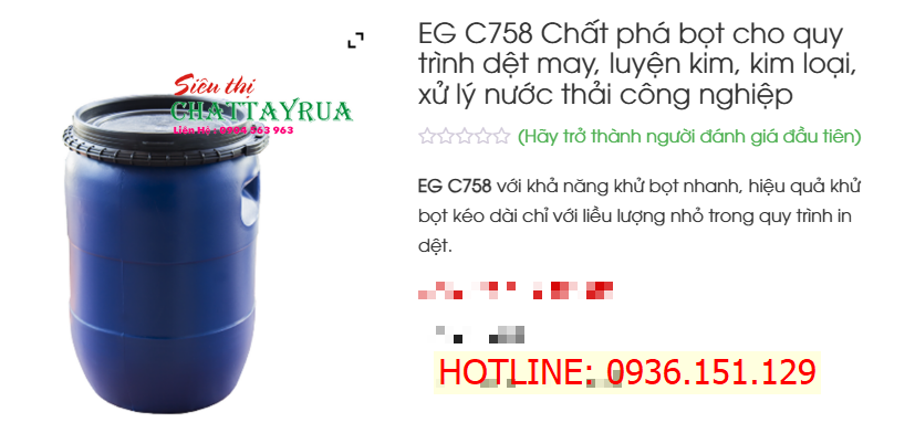 Eg C758 Chất Phá Bọt Cho Quy Trình Dệt May, Luyện Kim, Kim Loại, Xử Lý Nước Thải Công Nghiệp