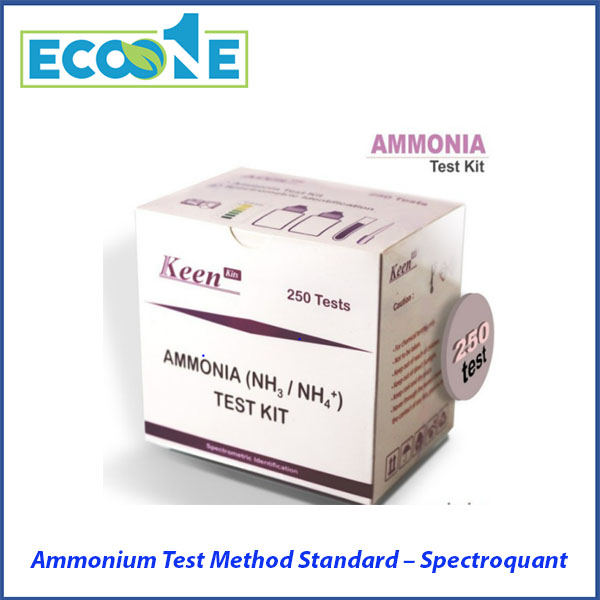 Ammonium Test Method Standard – Spectroquant đo photometric NH₄⁺ từ 0.010–3.00 mg/L, 250 test/hộp, chuẩn xác cho phòng thí nghiệm môi trường và nước thải. Sản phẩm được phân phối bởi ECO ONE Việt Nam