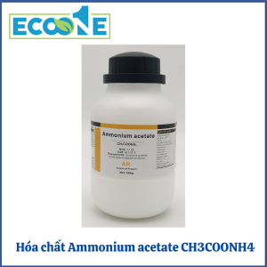 Ammonium acetate (CH3COONH4), hóa chất tinh khiết 500g dùng trong phòng thí nghiệm. Ứng dụng làm chất đệm, phân tích sắc ký, tổng hợp hữu cơ. Phù hợp cho nhà nghiên cứu, kỹ thuật viên và sinh viên chuyên ngành hóa – sinh có giá từ 47,000 đến 78,000đ/chai 500g