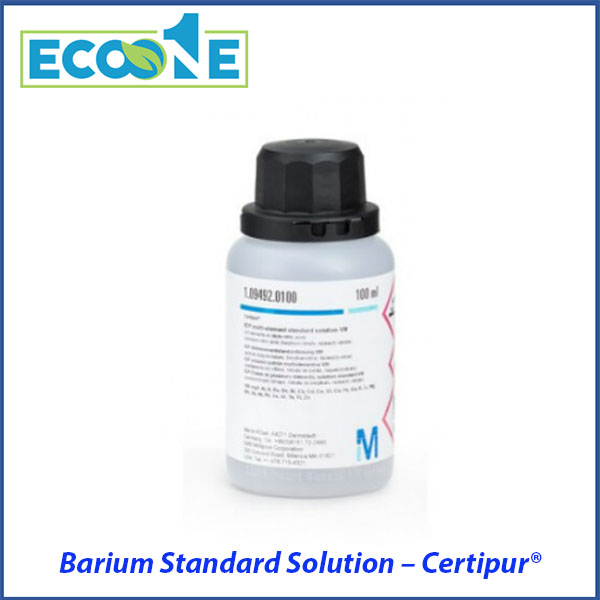 Barium Standard Solution – Certipur® dùng trong phân tích hàm lượng Ba bằng AAS, ICP, phù hợp cho phòng thí nghiệm hóa học, môi trường, thực phẩm, kiểm nghiệm chuyên sâu có giá từ 1,950,000 đến 3,230,000 / chai 500ml
