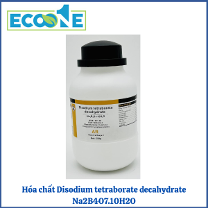 Disodium tetraborate decahydrate Na2B4O7.10H2O, hóa chất tinh khiết dạng bột trắng, đóng gói 500g/chai, dùng trong phòng thí nghiệm, phân tích, tổng hợp hóa học. Phù hợp cho kỹ thuật viên và sinh viên ngành hóa, có giá từ 46,000 đến 76,000đ/chai 500g