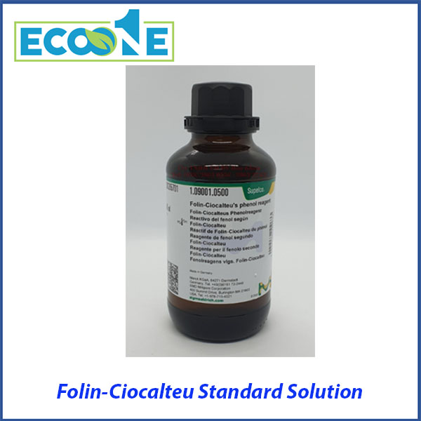 Folin Ciocalteu Standard Solution dùng xác định tổng polyphenol trong thực phẩm và dược liệu, ứng dụng trong phòng thí nghiệm phân tích, phù hợp nghiên cứu, kiểm nghiệm và đào tạo chuyên ngành. Được nhập khẩu và phân phối bởi ECO ONE Việt Nam