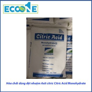 Hóa Chất Dùng Dệt Nhuộm Axit Citric Citric Acid Monohydrate là hóa chất ổn định pH hiệu quả trong ngành dệt nhuộm, giúp nâng cao chất lượng vải. Dạng tinh thể trắng, dễ tan, thân thiện với người dùng, phù hợp cho nhà máy và phòng thí nghiệm có giá từ 1,300,000 đến 2,100,000 / túi 35kg