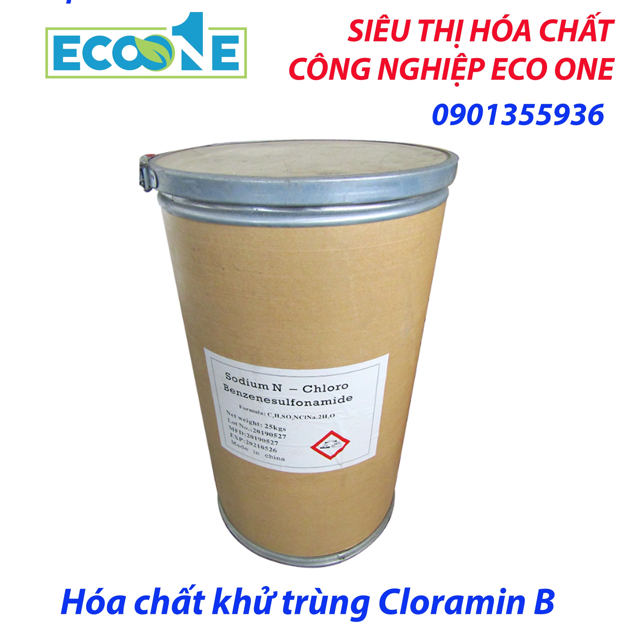 Cloramin B Trung Quốc – hóa chất khử trùng dạng bột, hàm lượng clo cao, đóng gói 25kg. Dùng cho y tế, thực phẩm, chăn nuôi. Diệt khuẩn nhanh, hiệu quả cao, dễ sử dụng, phù hợp khử trùng bề mặt, nước thải và môi trường.