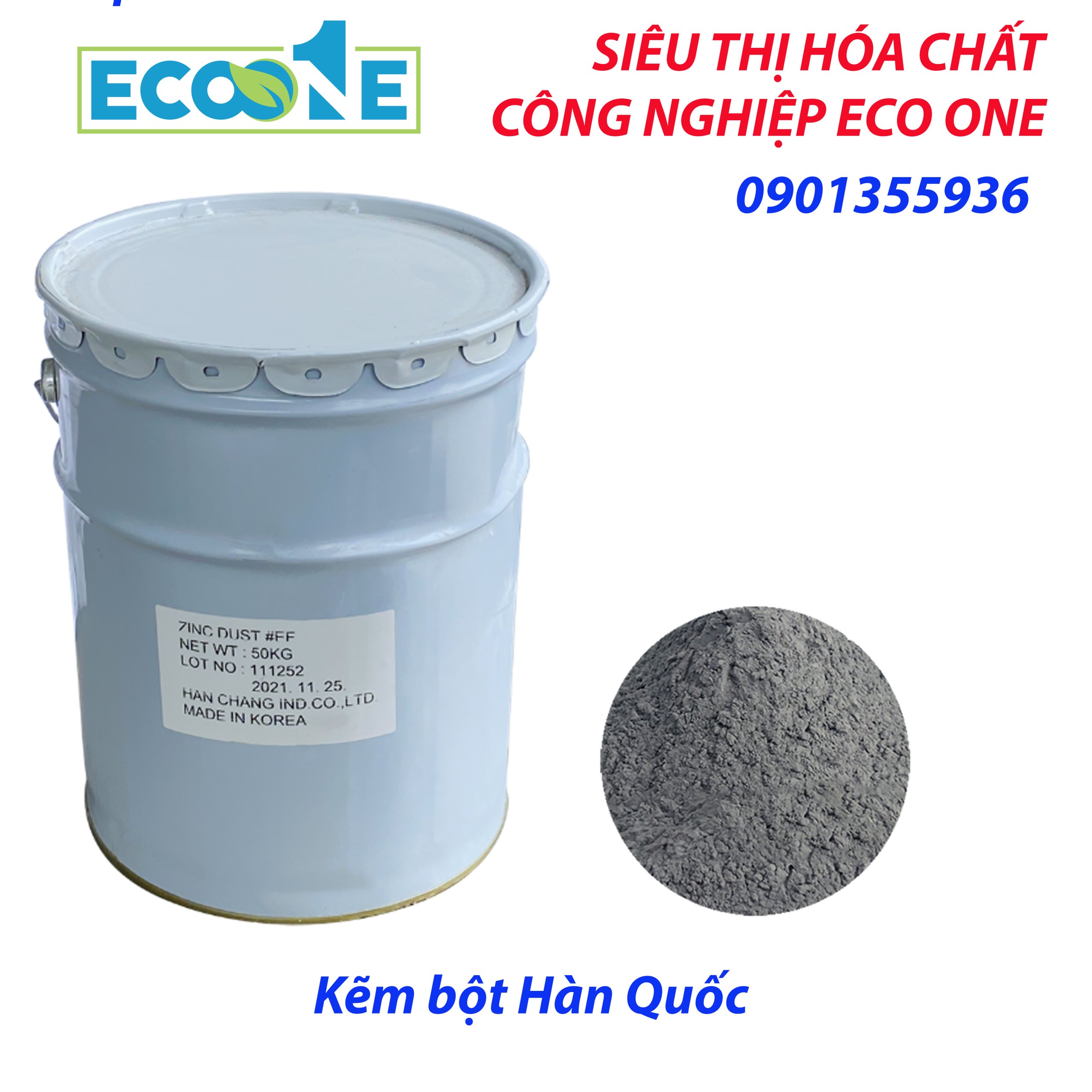 Kẽm Bột ứng dụng trong luyện kim, sơn chống rỉ, sản xuất pin. Dạng bột mịn, dẫn điện tốt, dành cho nhà máy luyện kim, hóa chất, điện tử. Sản phẩm được nhập khẩu và phân phối bởi ECO ONE Việt Nam