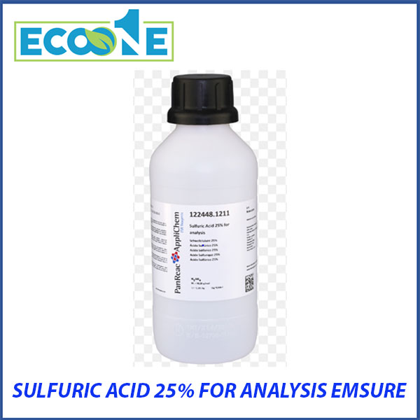Sulfuric Acid 25% For Analysis Emsure - Axit sulfuric tinh khiết dùng phân tích, dùng trong phòng thí nghiệm, phù hợp kỹ thuật viên và trung tâm kiểm nghiệm. Được phân phối bởi ECO ONE Việt Nam