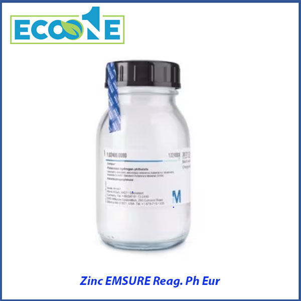 Zinc Emsure Reag. Ph Eur hóa chất kẽm tinh khiết dùng trong phòng thí nghiệm, đạt chuẩn phân tích cao, phù hợp kỹ thuật viên, viện nghiên cứu, QA/QC. Sản phẩm được nhập khẩu và phân phối bởi ECO ONE Việt Nam