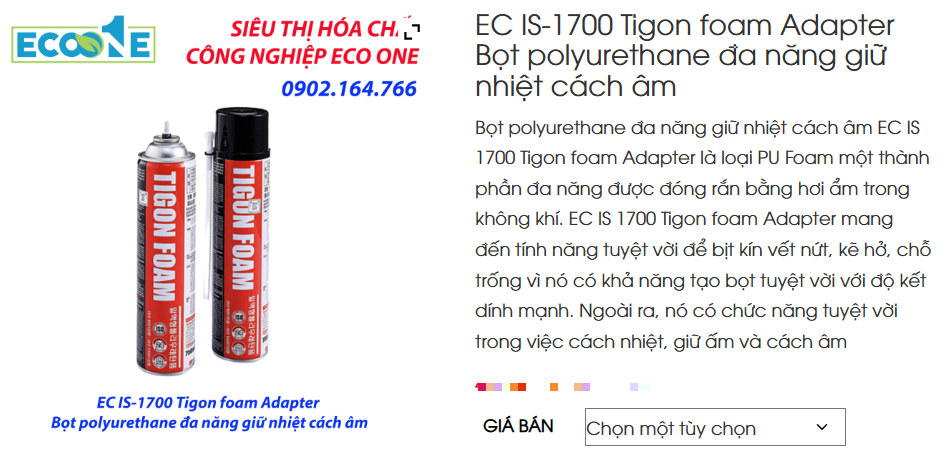 EC IS - 1700 Tigon Foam Adapter Bọt Polyurethane đa Năng Giữ Nhiệt Cách âm