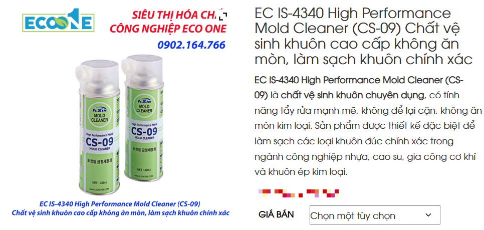 EC IS-4340 High Performance Mold Cleaner (cs 09) Chất Vệ Sinh Khuôn Cao Cấp Không ăn Mòn, Làm Sạch Khuôn Chính Xác