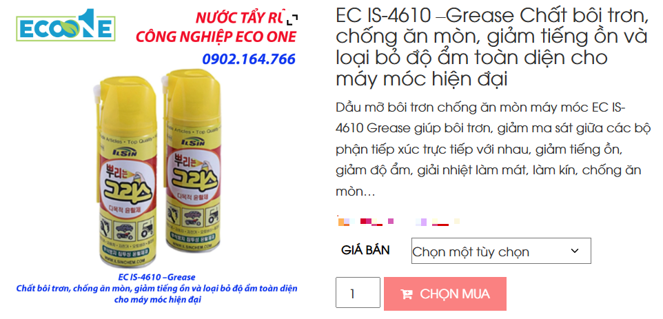 EC IS - 4610 –grease Chất Bôi Trơn, Chống ăn Mòn, Giảm Tiếng ồn Và Loại Bỏ độ ẩm Toàn Diện Cho Máy Móc Hiện đại
