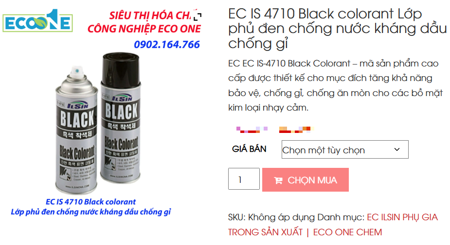 EC IS - 4710 Black Colorant Lớp Phủ đen Chống Nước Kháng Dầu Chống Gỉ