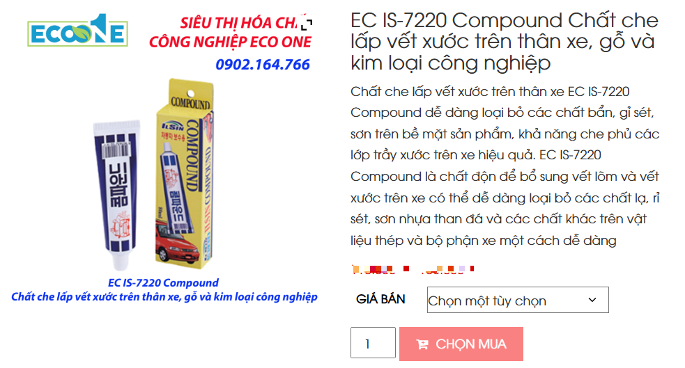 EC IS - 7220 Compound Chất Che Lấp Vết Xước Trên Thân Xe, Gỗ Và Kim Loại Công Nghiệp