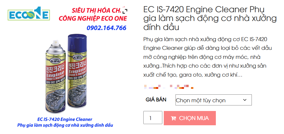 EC IS-7420 Engine Cleaner Phụ Gia Làm Sạch động Cơ Nhà Xưởng Dính Dầu