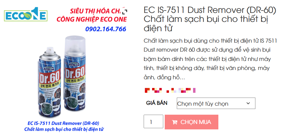EC IS - 7511 Dust Remover (DR 60) Chất Làm Sạch Bụi Cho Thiết Bị điện Tử