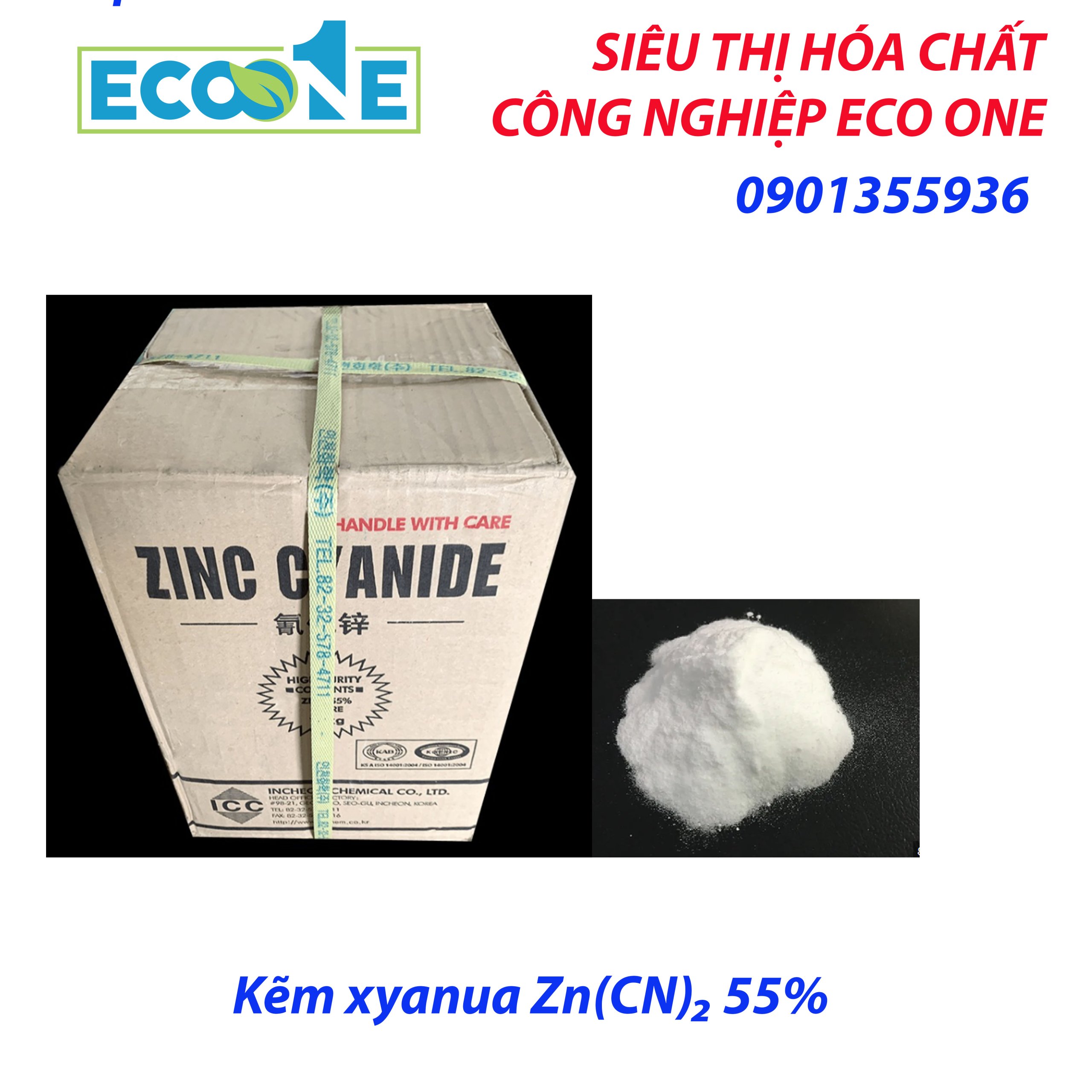 Kẽm Xyanua Zn(CN)₂ 55% hóa chất chuyên dụng cho ngành mạ điện, giúp tạo lớp kẽm bám dính cao, chống ăn mòn hiệu quả. Sản phẩm được nhập khẩu và phân phối bởi ECO ONE Việt Nam