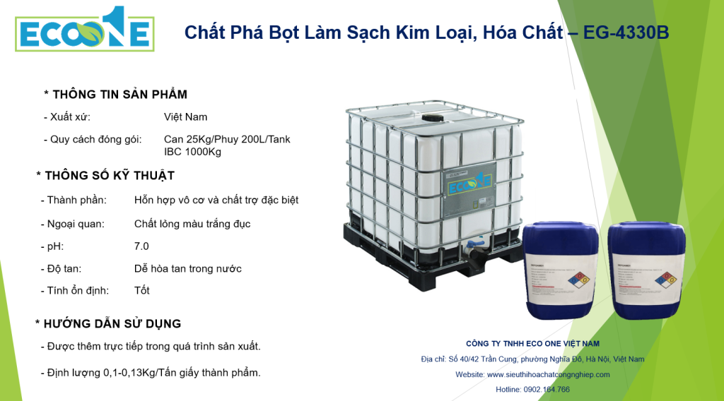 Chất Phá Bọt Làm Sạch Kim Loại, Hóa Chất – Eg 4330b