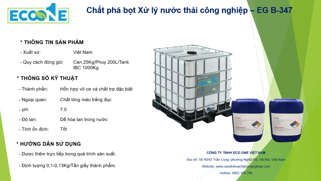 Chất Phá Bọt Xử Lý Nước Thải Công Nghiệp – Eg B 347