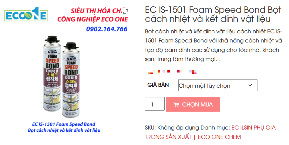 EC IS-1501 Foam Speed Bond Bọt Cách Nhiệt Và Kết Dính Vật Liệu