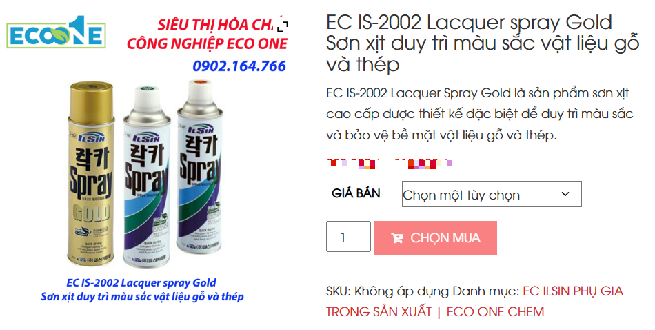 ES IS-2002 Lacquer Spray Gold Sơn Xịt Duy Trì Màu Sắc Vật Liệu Gỗ Và Thép
