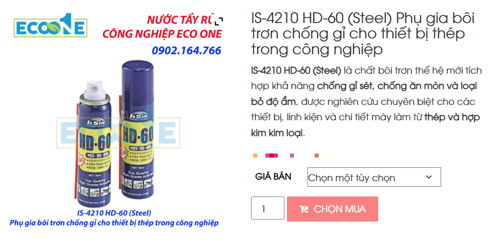 IS-4210 HD 60 (steel) Phụ Gia Bôi Trơn Chống Gỉ Cho Thiết Bị Thép Trong Công Nghiệp